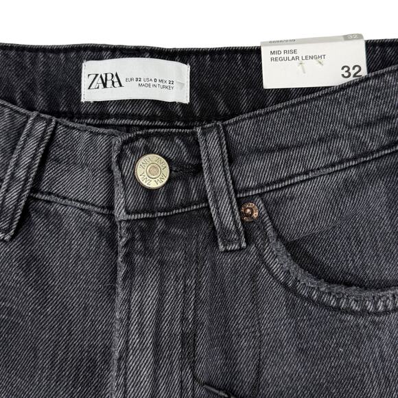 NWT ZARA New Straight Fit Printed Mid-Rise Jean Sz 0 - Picture 8 of 11